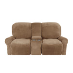 Love-seat Recliner Cover-with Cup Holders-2 Seats-Velvet-Coffee color