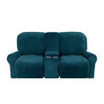 Love-seat Recliner Cover-with Cup Holders-2 Seats-Velvet-Dark blue