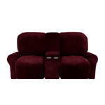 Love-seat Recliner Cover-with Cup Holders-2 Seats-Velvet-Red