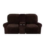 Love-seat Recliner Cover-with Cup Holders-2 Seats-Velvet-Brown