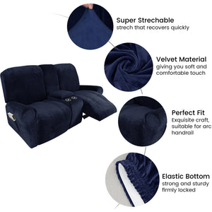 Love-seat Recliner Cover with Cup Holders 2 Seats Easy-Going Non Slip Soft Sofa Slipcover Thick Soft Furniture Covers, 12 Colors