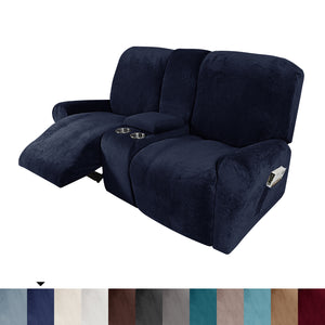 Love-seat Recliner Cover with Cup Holders 2 Seats Easy-Going Non Slip Soft Sofa Slipcover Thick Soft Furniture Covers, 12 Colors