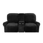 Love-seat Recliner Cover-with Cup Holders-2 Seats-Velvet-Black