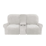 Love-seat Recliner Cover-with Cup Holders-2 Seats-Velvet-White