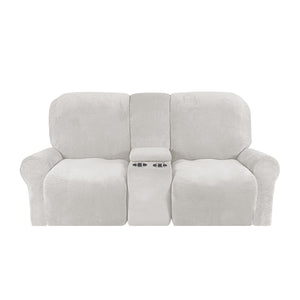 Love-seat Recliner Cover-with Cup Holders-2 Seats-Velvet-White
