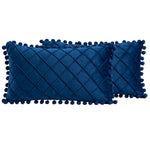 2 PCS Throw Pillow Covers with Pom-poms Soft Plush Velvet Decorative Luxury Style Cushion Case Pillow Shell for Sofa Bedroom, 12 Colors