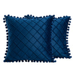 2 PCS Throw Pillow Covers with Pom-poms Soft Plush Velvet Decorative Luxury Style Cushion Case Pillow Shell for Sofa Bedroom, 12 Colors