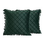 2 PCS Throw Pillow Covers with Pom-poms Soft Plush Velvet Decorative Luxury Style Cushion Case Pillow Shell for Sofa Bedroom, 12 Colors