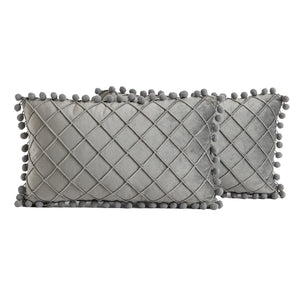 2 PCS Throw Pillow Covers with Pom-poms Soft Plush Velvet Decorative Luxury Style Cushion Case Pillow Shell for Sofa Bedroom, 12 Colors
