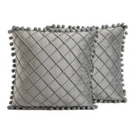2 PCS Throw Pillow Covers with Pom-poms Soft Plush Velvet Decorative Luxury Style Cushion Case Pillow Shell for Sofa Bedroom, 12 Colors