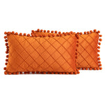 2 PCS Throw Pillow Covers with Pom-poms Soft Plush Velvet Decorative Luxury Style Cushion Case Pillow Shell for Sofa Bedroom, 12 Colors