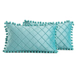 2 PCS Throw Pillow Covers with Pom-poms Soft Plush Velvet Decorative Luxury Style Cushion Case Pillow Shell for Sofa Bedroom, 12 Colors