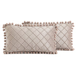 2 PCS Throw Pillow Covers with Pom-poms Soft Plush Velvet Decorative Luxury Style Cushion Case Pillow Shell for Sofa Bedroom, 12 Colors