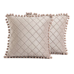 2 PCS Throw Pillow Covers with Pom-poms Soft Plush Velvet Decorative Luxury Style Cushion Case Pillow Shell for Sofa Bedroom, 12 Colors