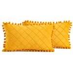2 PCS Throw Pillow Covers with Pom-poms Soft Plush Velvet Decorative Luxury Style Cushion Case Pillow Shell for Sofa Bedroom, 12 Colors