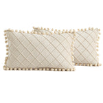 2 PCS Throw Pillow Covers with Pom-poms Soft Plush Velvet Decorative Luxury Style Cushion Case Pillow Shell for Sofa Bedroom, 12 Colors