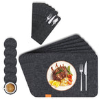 Felt Placemats 18-Set with Coasters Set Cutlery Bags Heat-Resistant Non-Slip for Home Restaurant Hotel