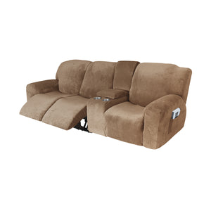 3 Seats-Recliner Cover-with Cup Holders-Velvet-Coffee color