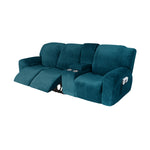 3 Seats-Recliner Cover-with Cup Holders-Velvet-Dark blue