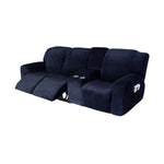 3 Seats-Recliner Cover-with Cup Holders-Velvet-Black Blue