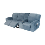 3 Seats-Recliner Cover-with Cup Holders-Velvet-Gray blue