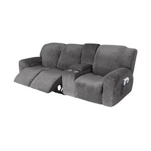 3 Seats-Recliner Cover-with Cup Holders-Velvet-Grey