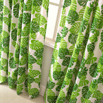 2PCS Green Leaf Curtains for Living Room- Monstera Plant Print Window Treatment Panels Blackout for Kids Bedroom Nursery Decor