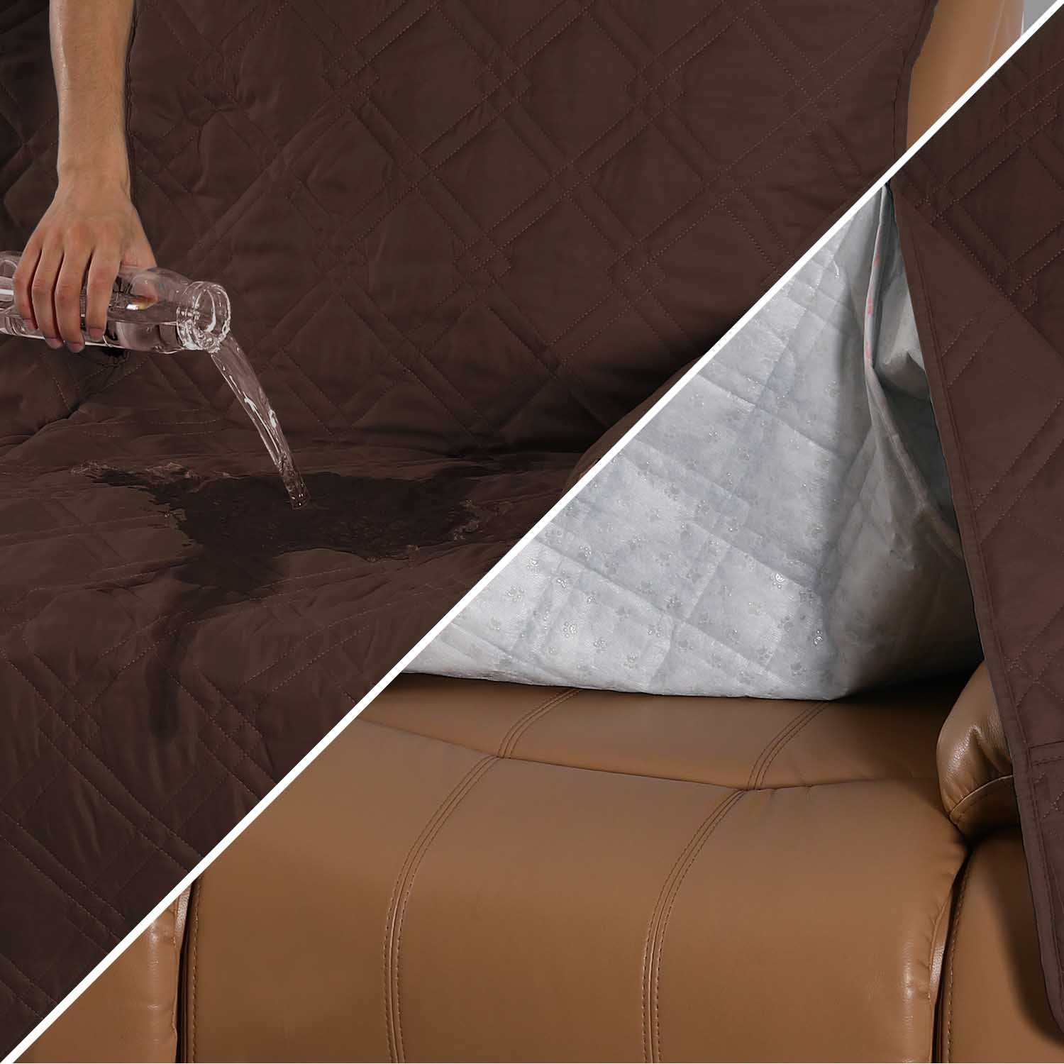 Easy-Going Loveseat Recliner Cover Reversible Couch Cover for Double/Three Recliner Quilted Material Waterproof