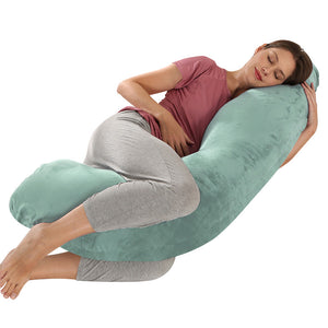J-shaped Pregnancy Pillow Nursing Pillow Side Sleepers Head Neck Stomach Support Velour 65 x 125 cm