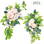 Wedding Arch Decoration Curtain with 2 Artificial Flower Garland