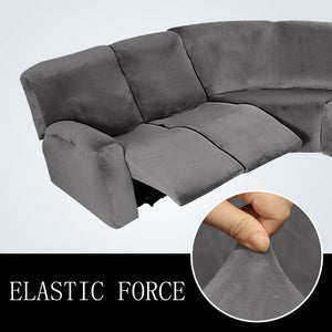5 Seater Recliner Sofa Cover Velvet L Shape Stretch Reclining Sectional Couch Covers Anti-slip Cushion Sofa Covers