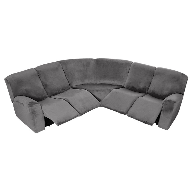 5 Seater Recliner Sofa Cover Velvet L Shape Stretch Reclining Sectional Couch Covers Anti-slip Cushion Sofa Covers