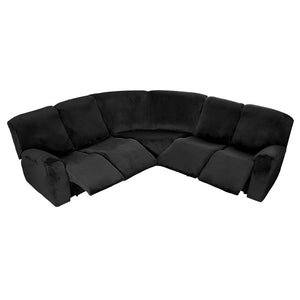 5 Seater Recliner Sofa Cover Velvet L Shape Stretch Reclining Sectional Couch Covers Anti-slip Cushion Sofa Covers