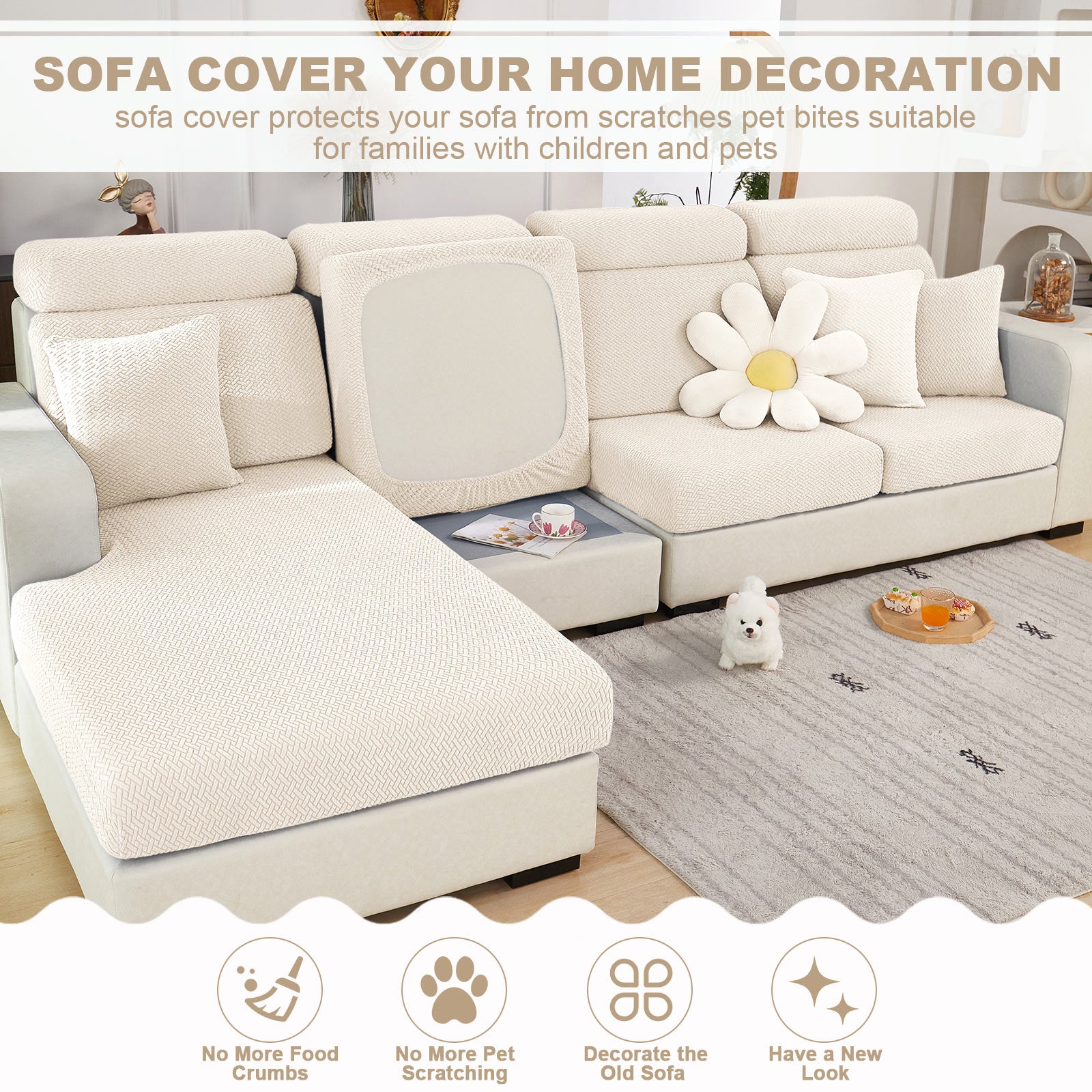 Universal Sofa Cover Stretch Wear-Resistant Couch Cover L Shape Sofa Slipcover