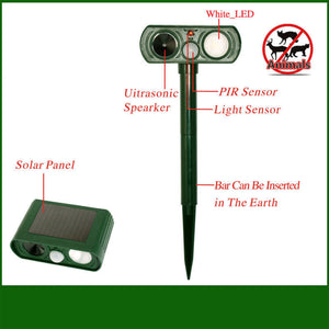 Ultrasonic Solar Animal Repellent Waterproof Outdoor Equipment Motion-Triggered Sensor can Trigger Ultrasonic and Flashes