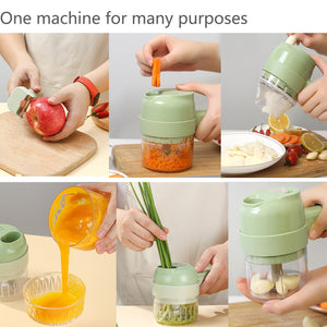 4 in 1 Hand Electric Vegetable Slicer Set, Vegetable cutter, Garlic Slicer, Onion Slicer, Electric Food Slicer, Mini Food Slicer and Chopper