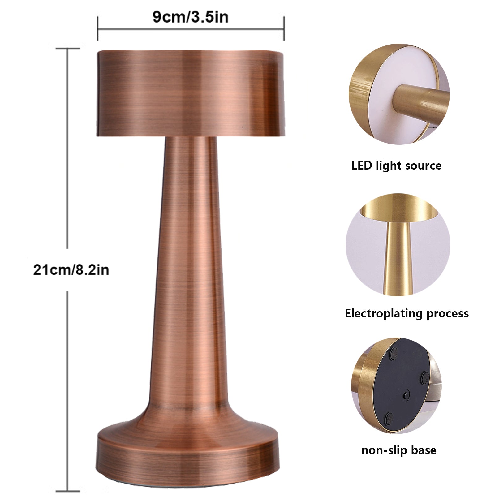 Dumbbells Modern Table Lamp, Metal Bedside Lamp, USB Charging Bedside Lamp, with 3 Brightness Levels for Bedroom, Restaurant Reading Bar Coffee Shop