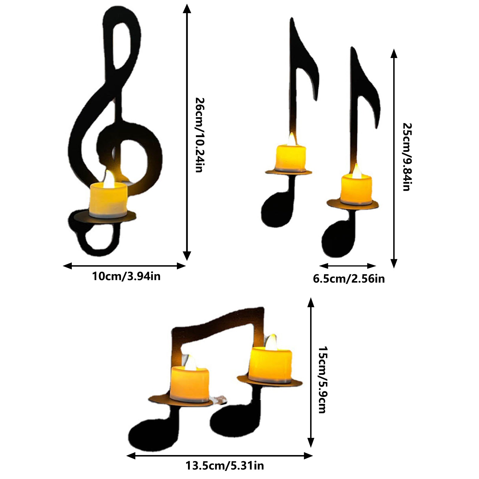 Music Note Wall Sconce, Treble Clef Wall Decor Vintage Art Musical Note-Style Candle Holders for Home Living Room