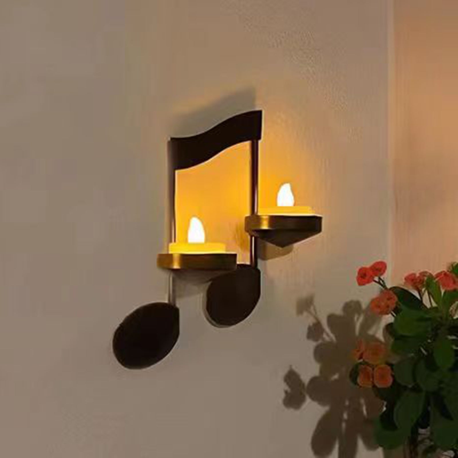 Music Note Wall Sconce, Treble Clef Wall Decor Vintage Art Musical Note-Style Candle Holders for Home Living Room