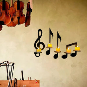 Music Note Wall Sconce, Treble Clef Wall Decor Vintage Art Musical Note-Style Candle Holders for Home Living Room