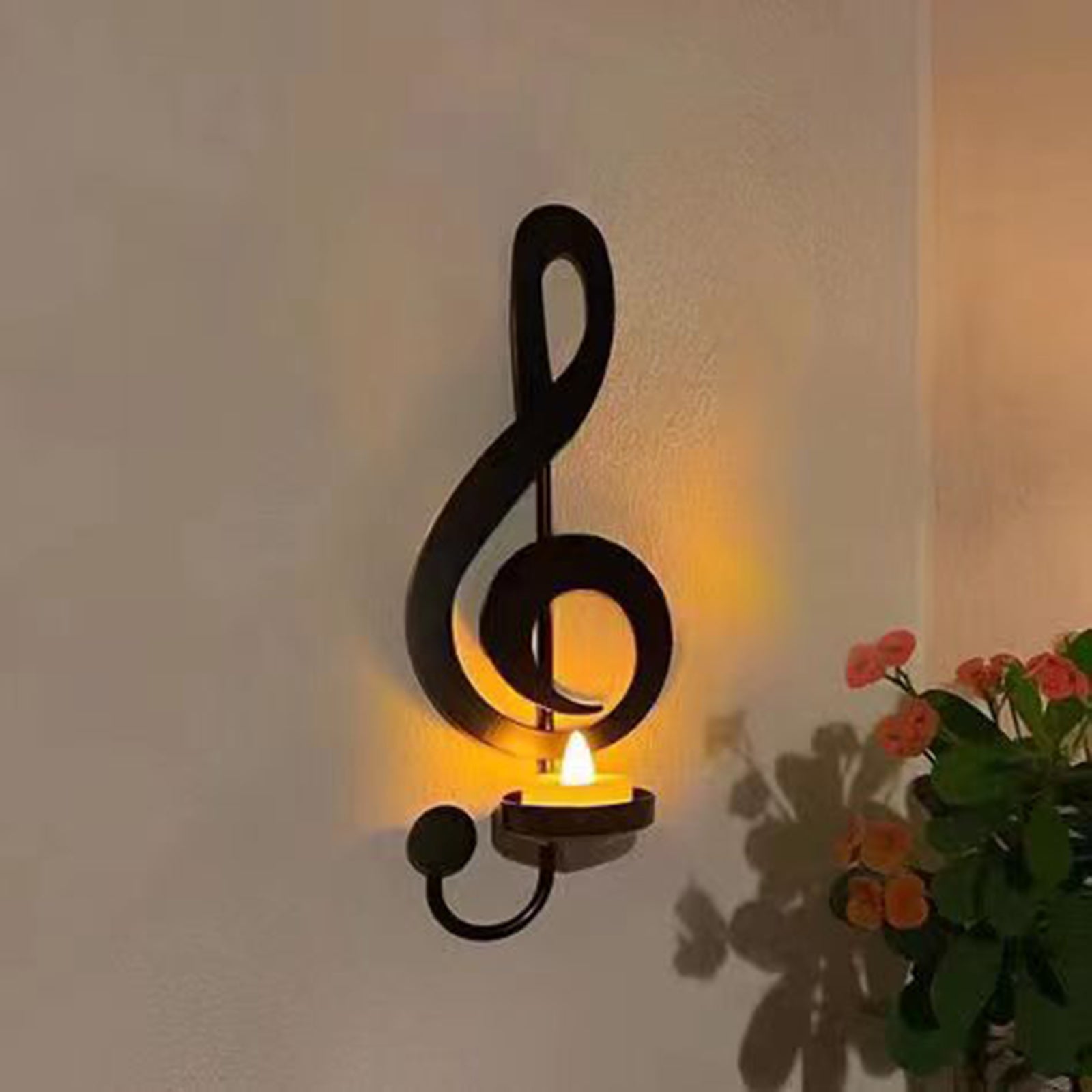 Music Note Wall Sconce, Treble Clef Wall Decor Vintage Art Musical Note-Style Candle Holders for Home Living Room