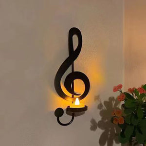 Music Note Wall Sconce, Treble Clef Wall Decor Vintage Art Musical Note-Style Candle Holders for Home Living Room