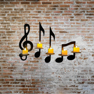 Music Note Wall Sconce, Treble Clef Wall Decor Vintage Art Musical Note-Style Candle Holders for Home Living Room