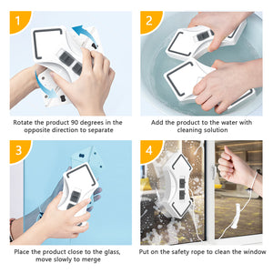 Double Sided Magnetic Window Cleaner Cleaning Tool with Safety Rope