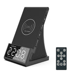 4-In-1 Digital Alarm Clock with Wireless Charging Bluetooth Speaker FM Radio for Bedroom Office