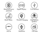 4-In-1 Digital Alarm Clock with Wireless Charging Bluetooth Speaker FM Radio for Bedroom Office