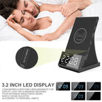 4-In-1 Digital Alarm Clock with Wireless Charging Bluetooth Speaker FM Radio for Bedroom Office