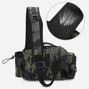 Fishing Tackle Storage Bag Waterproof Scratch resistant with Rod Holder Outdoor Shoulder Backpack