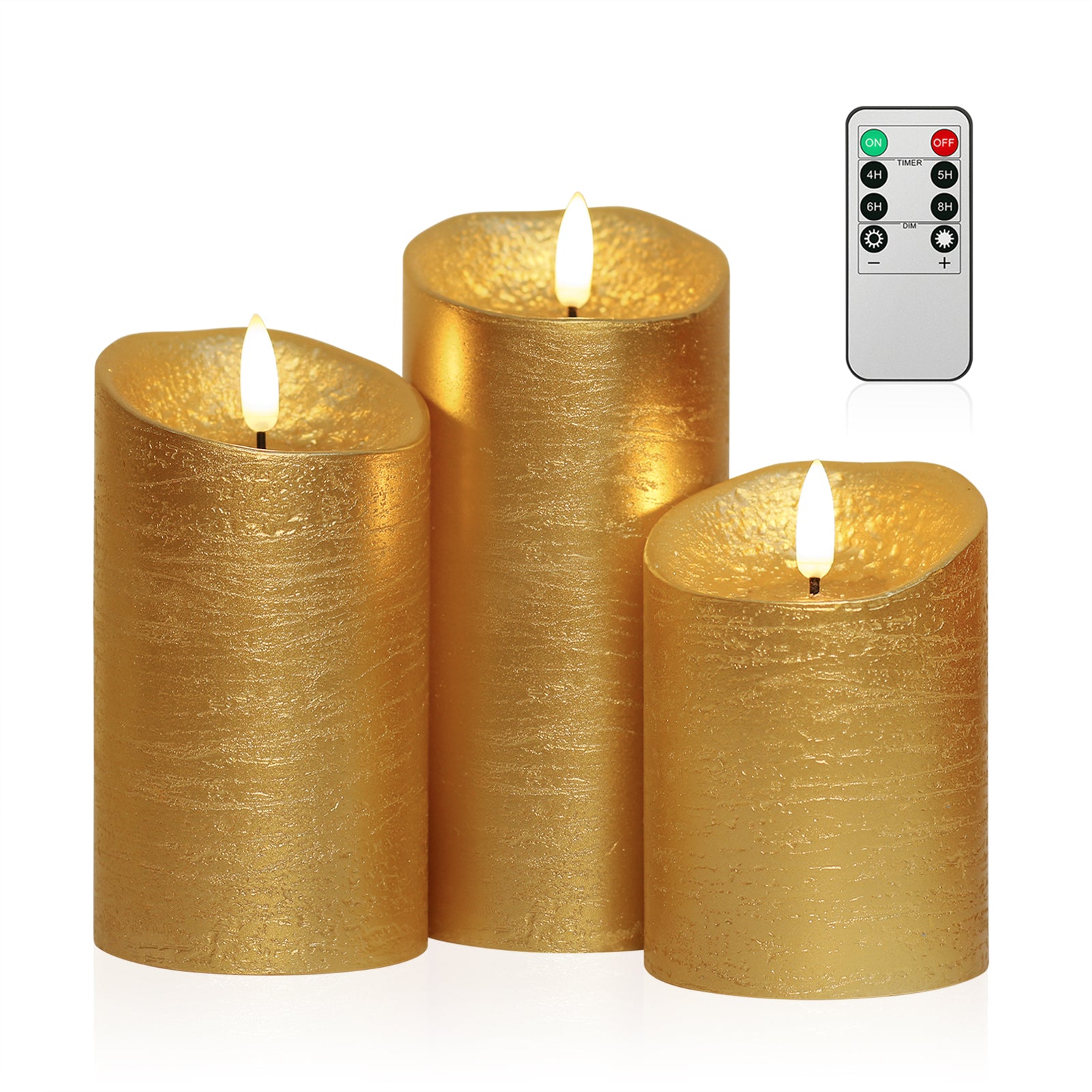 Flameless Candles 3 Pack Set Drip-Less Real Wax Pillars Include Realistic Dancing LED Flames Remote Control with Timer Function