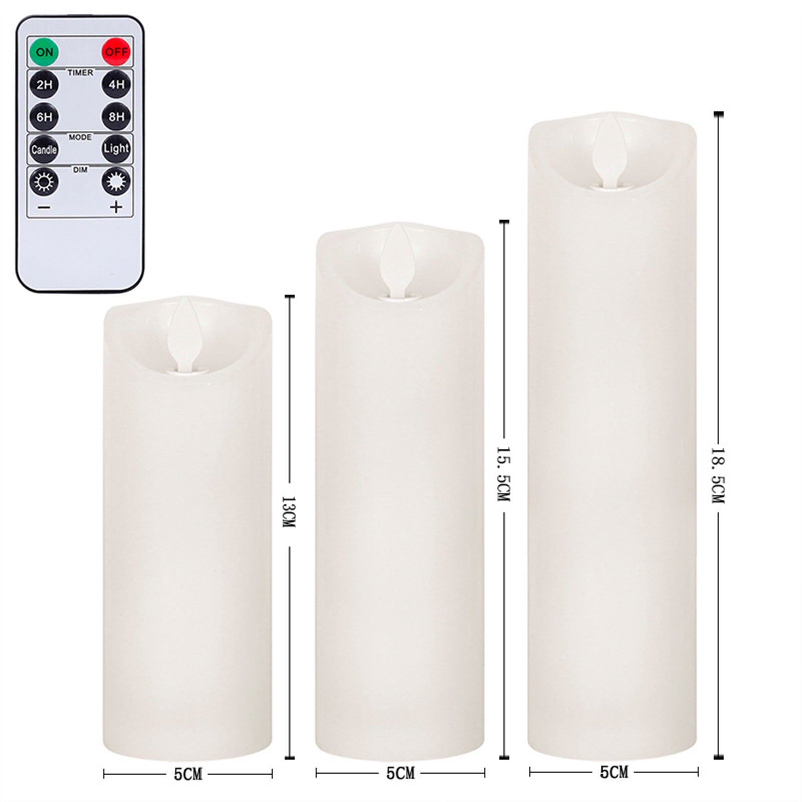 Flameless Candles 5" 6" 7" Set of 3 Pack Simulated Paraffin Pillars with Realistic Dancing LED Fake Flames and Remote Control